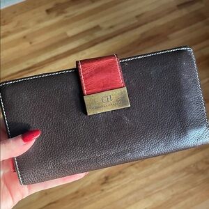 Carolina Herrera Vintage Chocolate and Crimson Wallet